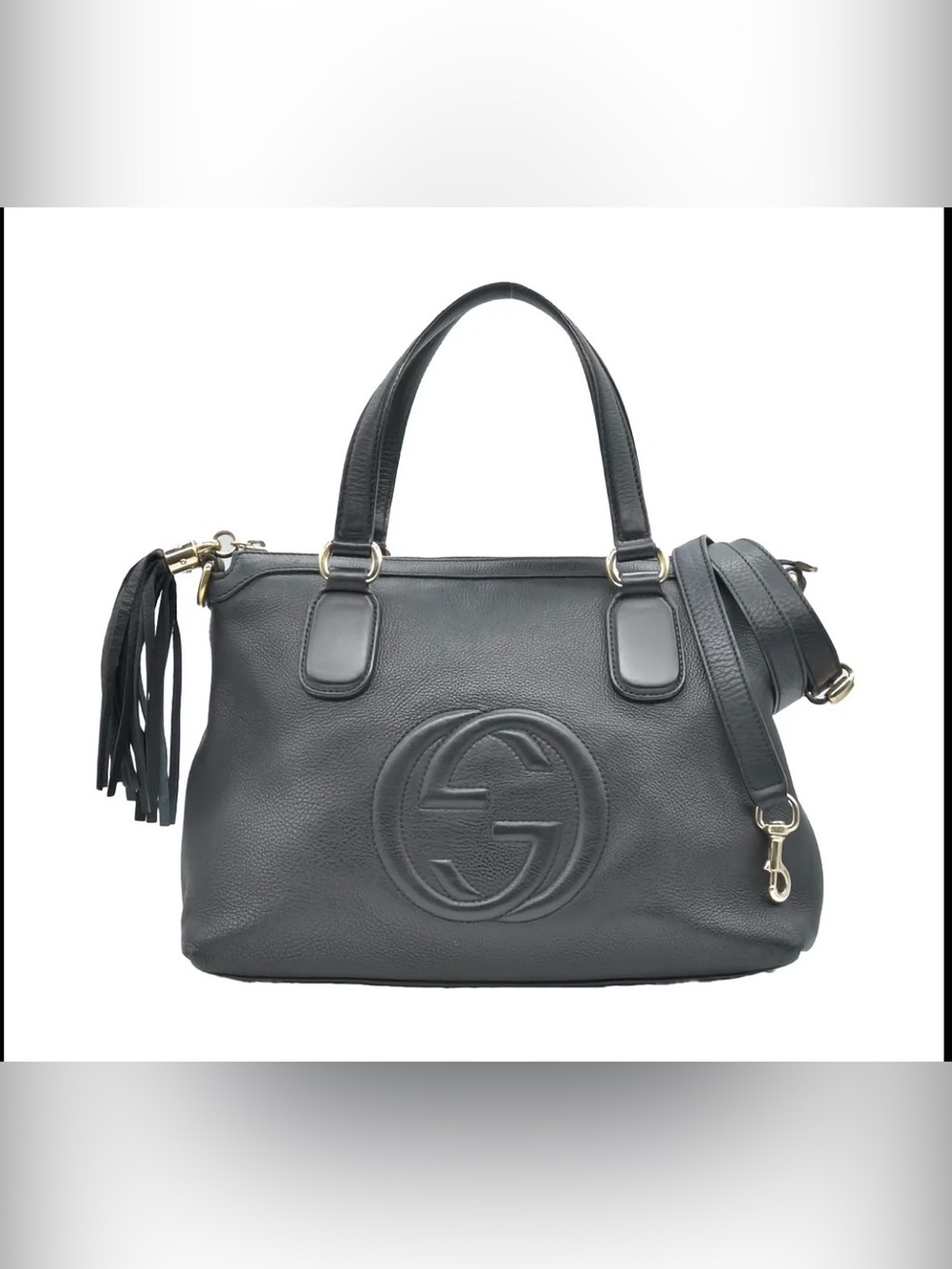 GUCCI Cellarius Interlocking GG SoHo Too Handle Black Leather Tote Crossbody 🔥